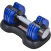 Adjustable Dumbbell 25 lbs with Fast Automatic Adjustable and Weight Plate for Body Workout Home Gym; blue; Note: Single