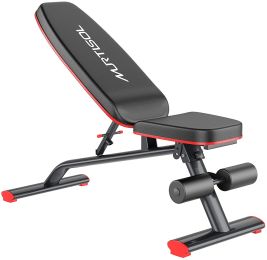 Murtisol Adjustable Weight Bench, Foldable Multi-Functional Strength Training Bench for Full Body Work Out with Fast-Inclining Seat and Backrest for H