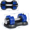 Adjustable Dumbbell 25 lbs with Fast Automatic Adjustable and Weight Plate for Body Workout Home Gym; blue; Note: Single