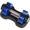 Adjustable Dumbbell 25 lbs with Fast Automatic Adjustable and Weight Plate for Body Workout Home Gym; blue; Note: Single