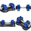 Adjustable Dumbbell 25 lbs with Fast Automatic Adjustable and Weight Plate for Body Workout Home Gym; blue; Note: Single