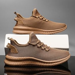 Breathable Cozy White Sneaker Mesh Men Casual Shoes Trendy Lace-Up Lightweight Black Walking Tenis Outdoor Spring Summer Autumn (Color: Brown, size: 40)