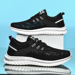 Summer Outdoor Breathable Casual Comfortable Trainers New 2022 White Men Walking Tenis Sneakers High Quality Mesh Running Shoes (Color: Black white, size: 46)