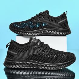 Summer Outdoor Breathable Casual Comfortable Trainers New 2022 White Men Walking Tenis Sneakers High Quality Mesh Running Shoes (Color: Black, size: 42)