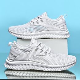 Summer Outdoor Breathable Casual Comfortable Trainers New 2022 White Men Walking Tenis Sneakers High Quality Mesh Running Shoes (Color: White, size: 40)