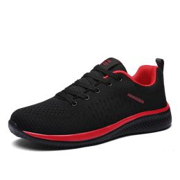 Outdoor Fitness Running Walking Trainers Men Casual Lightweight Lace-up Tenis Walking Sneakers Comfortable Breathable SportShoes (Color: Red, size: 38)