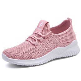 Women Mesh Casual Sport Shoes 36-41 Breathable Lightweight Running Outdoor Soft Sneaker Comfortable Spring Summer Autumn New (Color: Pink, size: 41)