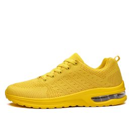 Women and Men Sneakers Breathable Running Shoes Outdoor Sport Fashion Comfortable Casual Couples Gym Mens Shoes Zapatos De Mujer (Color: Yellow, size: 45)