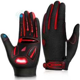 Cycling Gloves Touchscreen Bike Gloves 5MM Liquid Gel Pads Bicycle Gloves Shock-Absorbing Mountain Bike Gloves Men (Color: 122-Red, size: M)