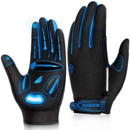 Cycling Gloves Touchscreen Bike Gloves 5MM Liquid Gel Pads Bicycle Gloves Shock-Absorbing Mountain Bike Gloves Men (Color: 122-Blue, size: S)