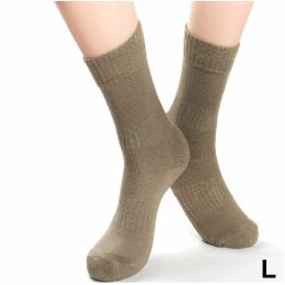 Men 2Pairs/Lot knee-high cotton keep warm thickening breathable cold-proof terry cushioned running military army fan outdoor sports socks L Size (Quantity: 2Pairs, size: L)