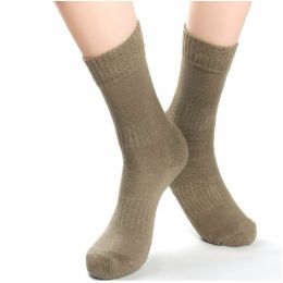 Men 2Pairs/Lot knee-high cotton keep warm thickening breathable cold-proof terry cushioned running military army fan outdoor sports socks L Size (Quantity: 2Pairs, size: S)