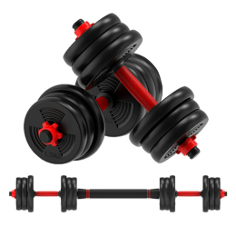 Home Indoor Cardio Gym Adjustable Weights Dumbbells Set (Color: Black & Red, Weights: 20 KG)